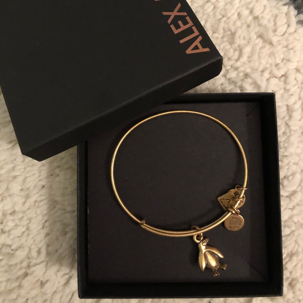 Gold Alex and Ani Penguin Bracelet